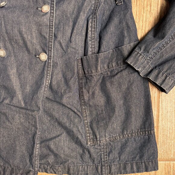Vtg Talbots Denim Chore Coat Womens Size 4‎ Trench Jean Long Pocket Lightweight - Picture 7 of 8